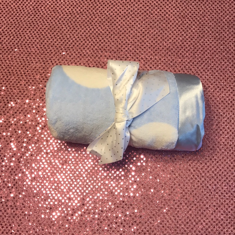 **LAST ONE Nordstrom Baby Soft Blanket Blue White - Picture 3 of 6